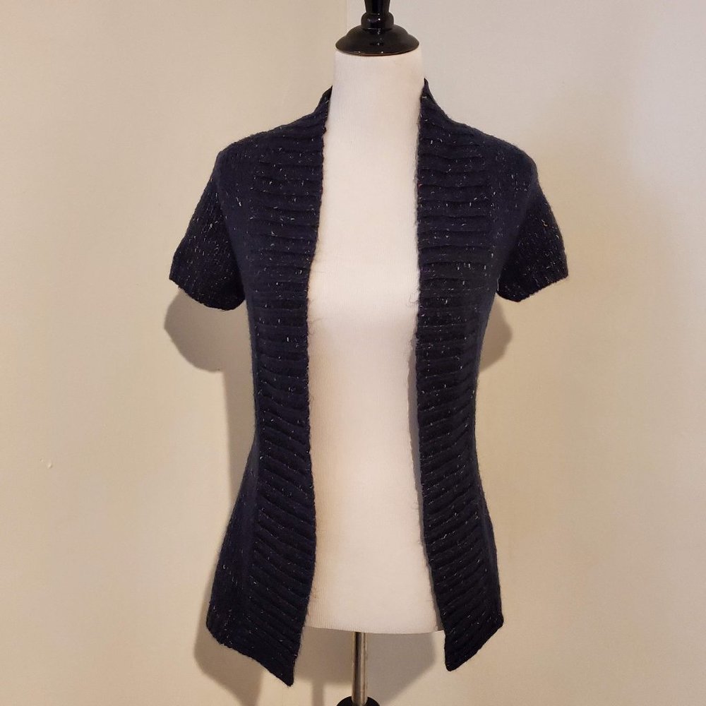 Short Sleeve Open Front  Sweater